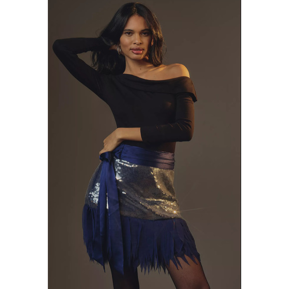 Anthropologie Maeve Sequin Drop-Waist Mini Skirt - New Size 10 - Picture 2 of 5